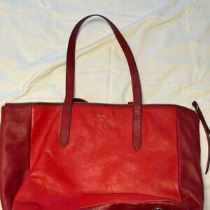 Fossil - Tote bag Red leather